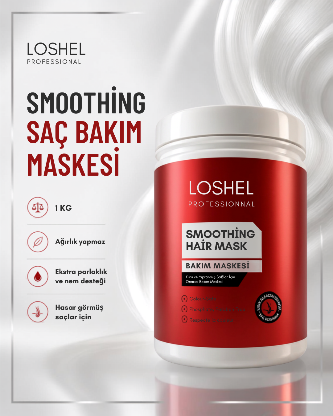Kuaförler İçin Ürün Kapak Görseli Smoothing Saç Bakım Maskesi Profesyonel Bakım 1 KG - Görsel 1